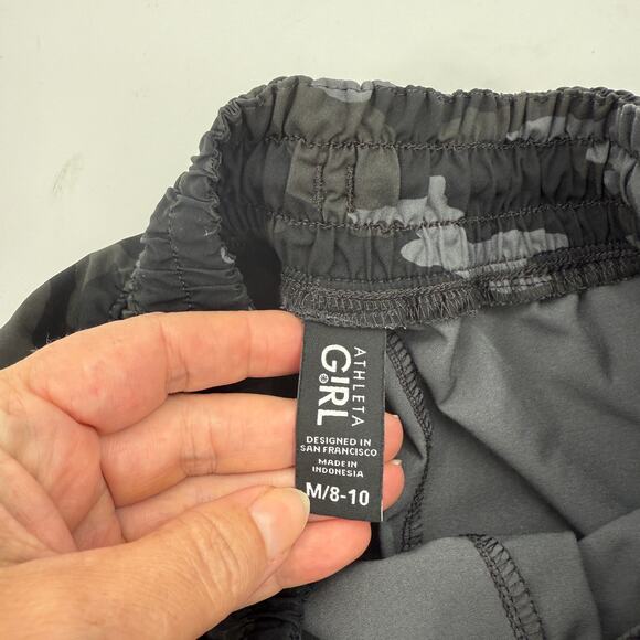 ATHLETA Girl Running Athletic Shorts Size M 8-10 Camo Print 2.75 Inch Inseam - Picture 2 of 6